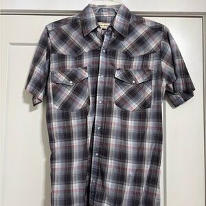 Bit & Bridle Men's Casual Plaid Shirt - Black, Gray, Red